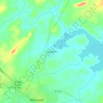 Carte topographique Salgadinho, altitude, relief