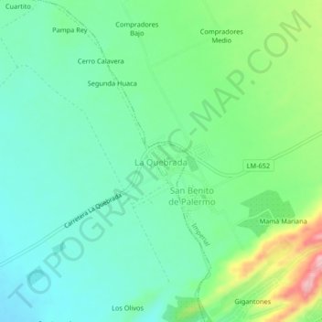 Carte topographique La Quebrada, altitude, relief