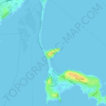 Carte topographique Little Nahant, altitude, relief