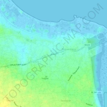 Carte topographique Fetouri, altitude, relief