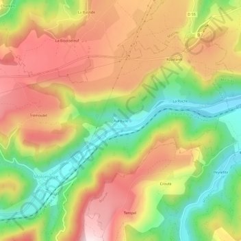Carte topographique Aurouze, altitude, relief