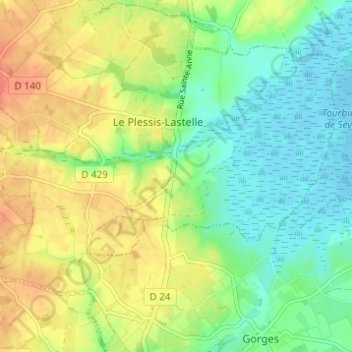 Carte topographique La Butte, altitude, relief