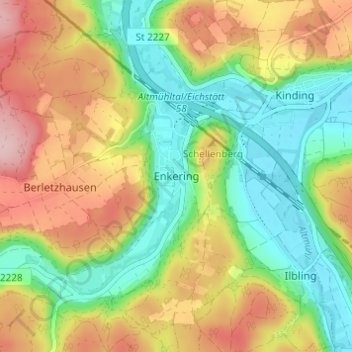 Carte topographique Enkering, altitude, relief