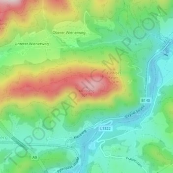 Carte topographique Kienberg, altitude, relief
