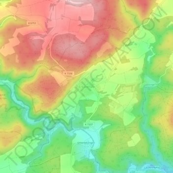 Carte topographique Erbstetten, altitude, relief