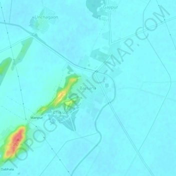 Carte topographique Barsana, altitude, relief