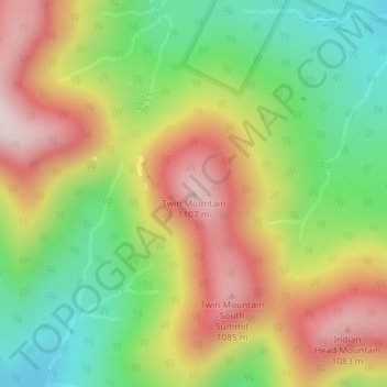 Carte topographique Twin Mountain, altitude, relief