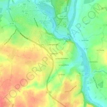Carte topographique La Grange, altitude, relief