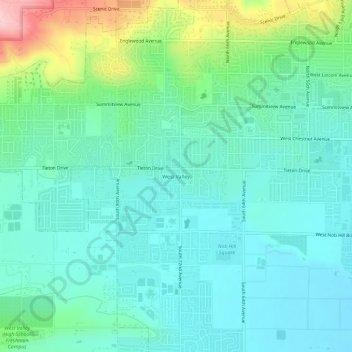 Carte topographique West Valley, altitude, relief
