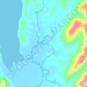 Carte topographique Aberawan, altitude, relief