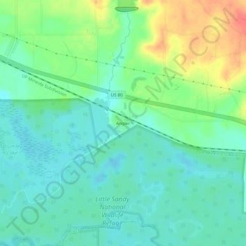 Carte topographique Angler, altitude, relief