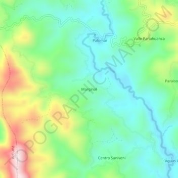 Carte topographique Marginal, altitude, relief