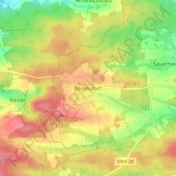 Carte topographique Rezelsdorf, altitude, relief