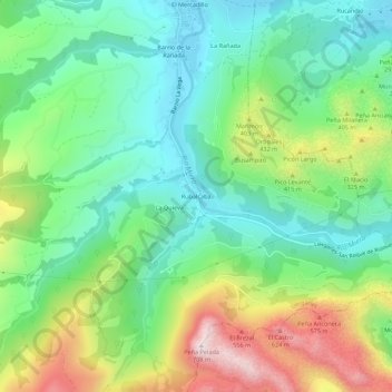 Carte topographique Rubalcaba, altitude, relief