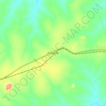 Carte topographique Pessene, altitude, relief