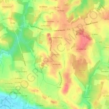 Carte topographique Les Viards, altitude, relief