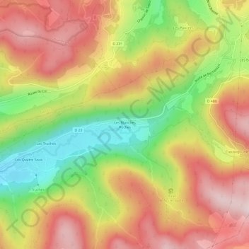 Carte topographique Les Blanches Roches, altitude, relief