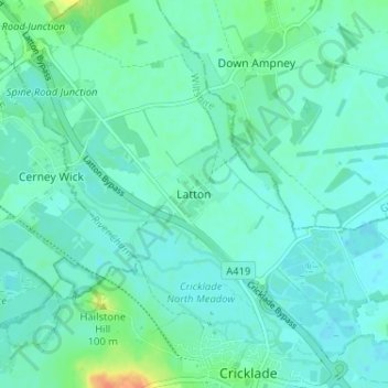 Carte topographique Latton, altitude, relief