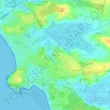 Carte topographique Plein Été, altitude, relief