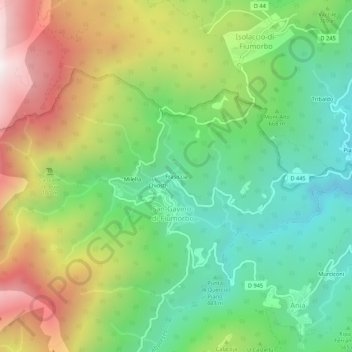 Carte topographique Frasiccia, altitude, relief