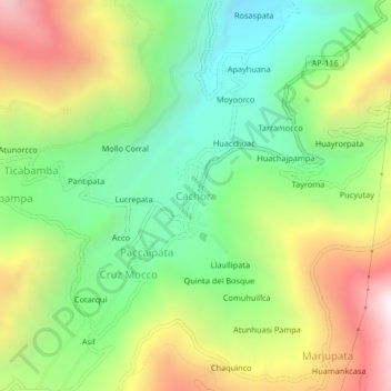 Carte topographique Cachora, altitude, relief