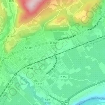 Carte topographique Les Levées, altitude, relief