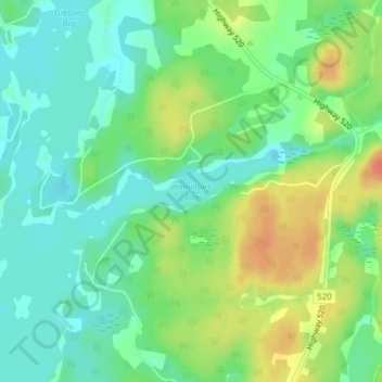 Carte topographique Hamiltons Bay, altitude, relief