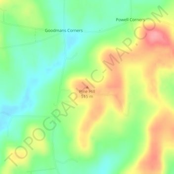 Carte topographique Pine Hill, altitude, relief