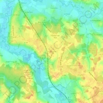 Carte topographique Les Ruachons, altitude, relief