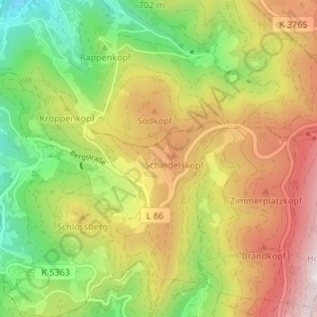 Carte topographique Brandrüttel, altitude, relief