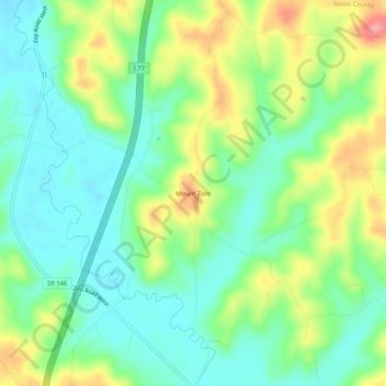 Carte topographique Mount Zion, altitude, relief