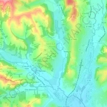 Carte topographique Cabut, altitude, relief