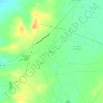 Carte topographique Koro, altitude, relief