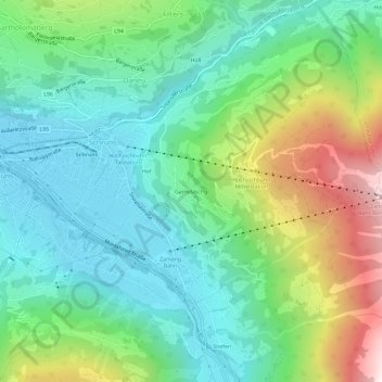 Carte topographique Gamplaschg, altitude, relief