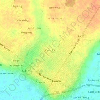 Carte topographique Christ Roi, altitude, relief