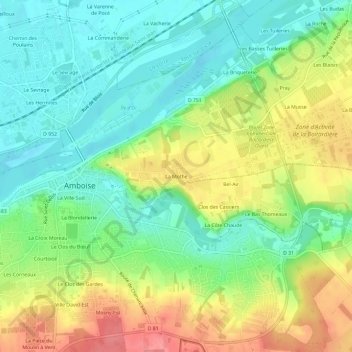 Carte topographique La Mothe, altitude, relief