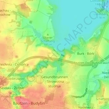 Carte topographique Oehna, altitude, relief