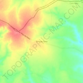 Carte topographique Torre de Cima, altitude, relief