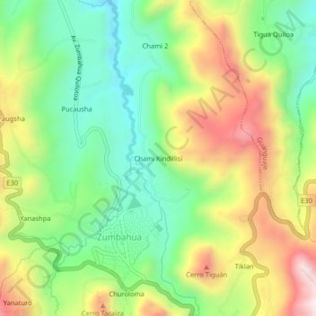 Carte topographique Chami Kindillisí, altitude, relief