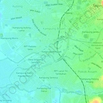 Carte topographique Kampung Benggali, altitude, relief