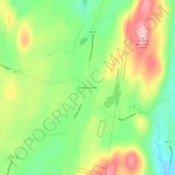Carte topographique Tuckers Corner, altitude, relief