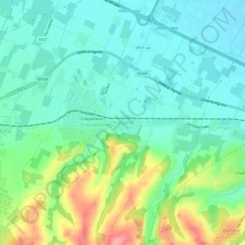 Carte topographique Pragatto, altitude, relief