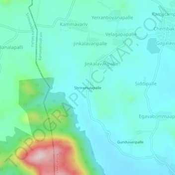 Carte topographique Shriramulapalle, altitude, relief