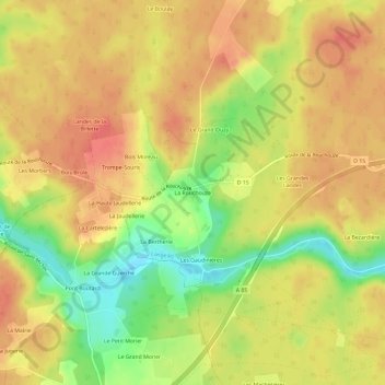 Carte topographique La Rouchouze, altitude, relief