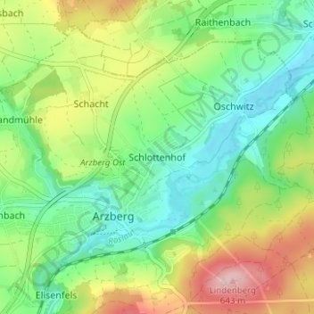 Carte topographique Schlottenhof, altitude, relief
