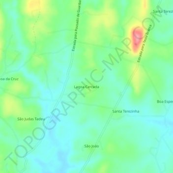 Carte topographique Lagoa Cercada, altitude, relief