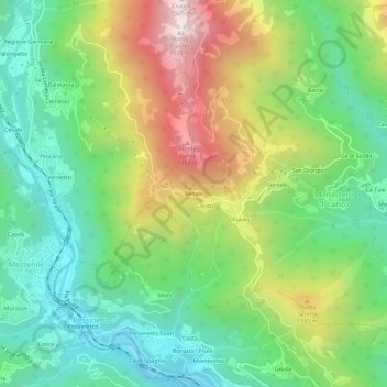 Carte topographique Benale, altitude, relief