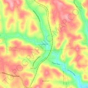 Carte topographique Cunningham, altitude, relief