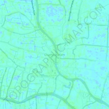 Carte topographique Champakulam, altitude, relief