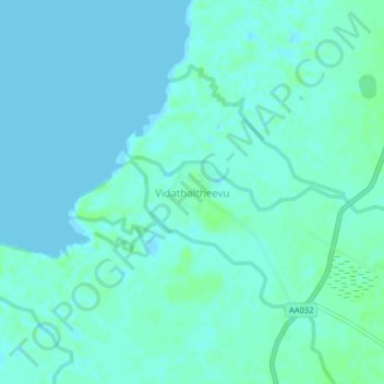Carte topographique Vidathaltheevu, altitude, relief
